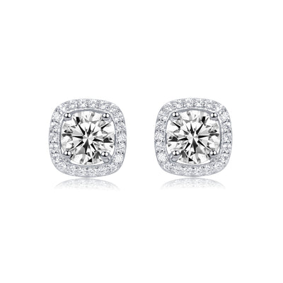 【#17 Aug.】(Princess earrings)925 Sterling Silver Moissanite rings