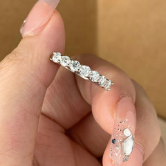 【#05 Aug】（7 Princess）925 Sterling Silver Moissanite rings（Buy over 250$  get 2v band, 1 classic band ,1 star band, 1 bubble band , 1 pearl brooch and rose square bracelet as freebies）