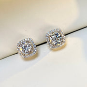 【#32 Aug】(Princess earrings)925 Sterling Silver Moissanite rings